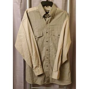 Vintage Panhandle‎ Slim Shirt Mens ML Beige Checked Western USA Made